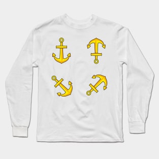 Cartoon Golden Boat Anchor Set Long Sleeve T-Shirt